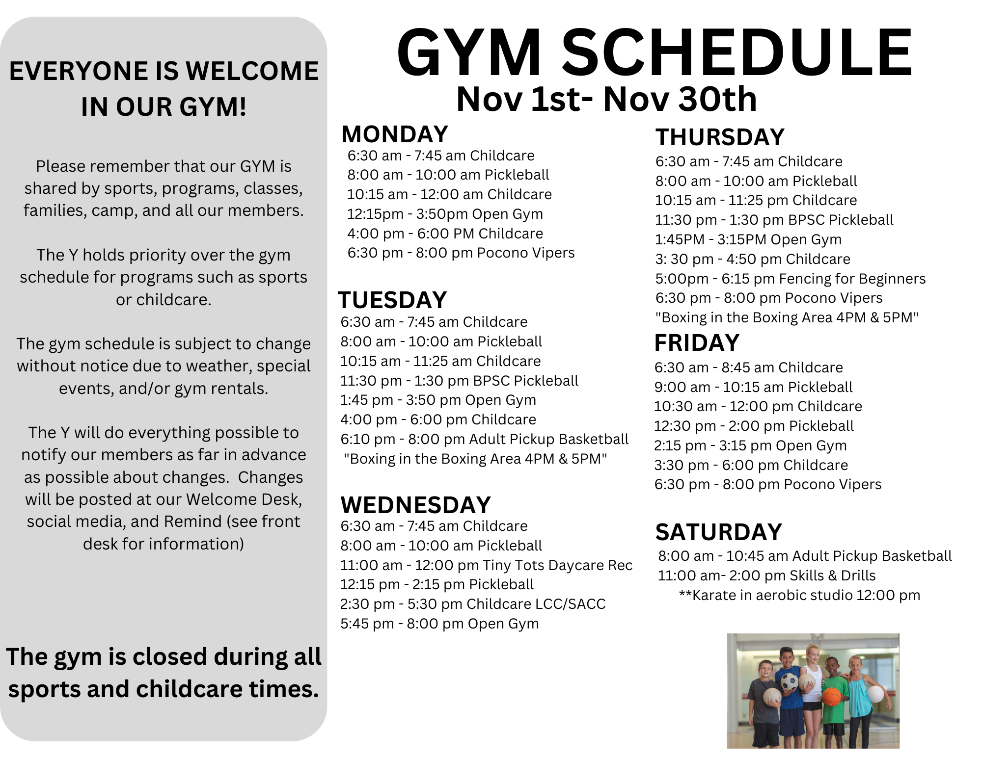 schedules-pocono-ymca