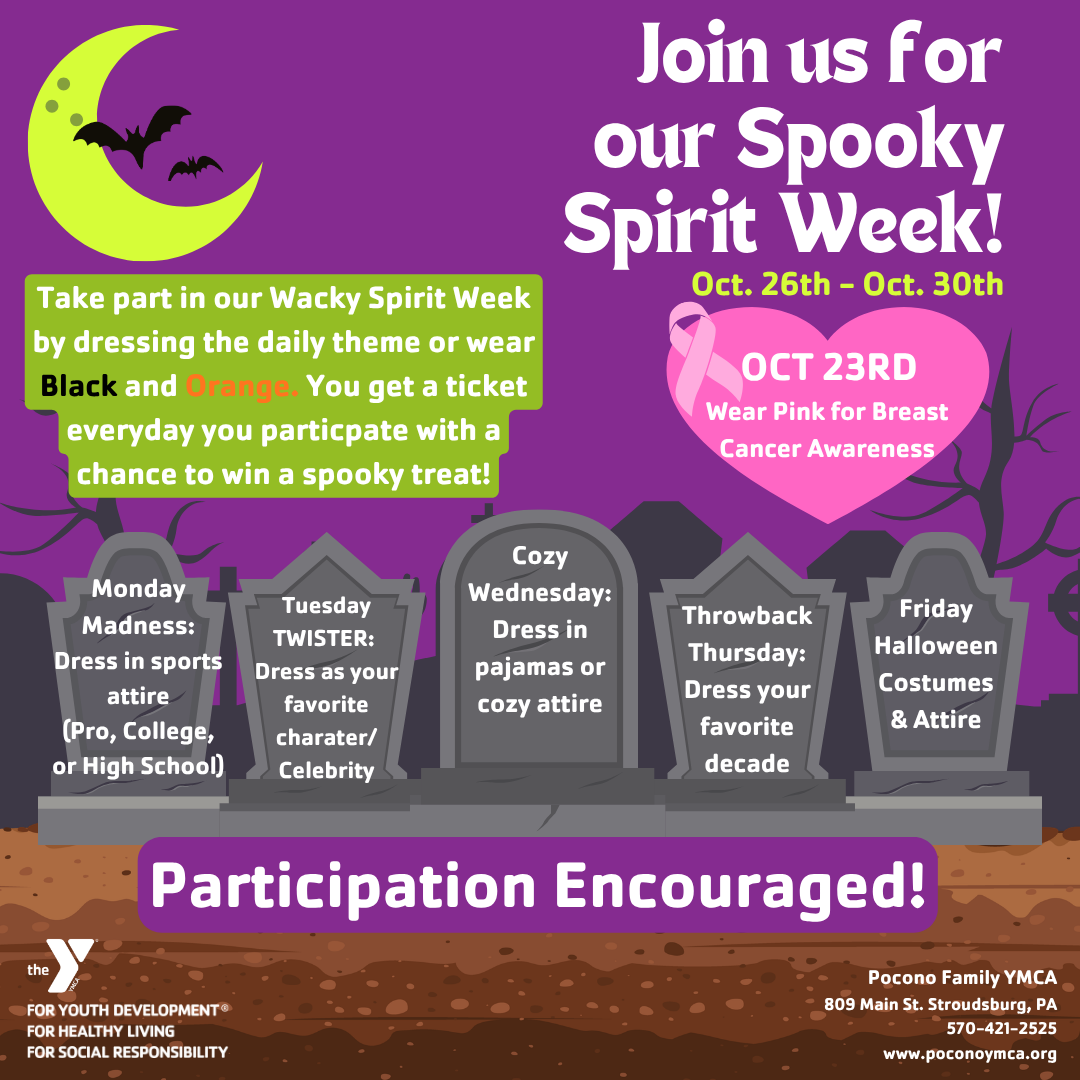 Join Us for Spirit Week Oct 26th - 30th!